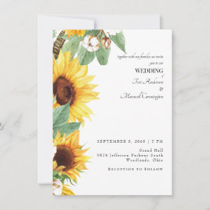 Moderne Sonnenblumen-Hochzeitseinladung ohne Elter Einladung