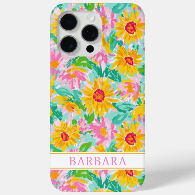 Moderne Sonnenblumen-Malerei mit Monogramm Case-Mate iPhone Hülle (Rückseite)