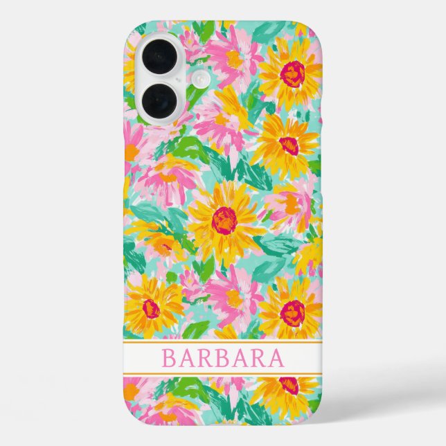 Moderne Sonnenblumen-Malerei mit Monogramm Case-Mate iPhone Hülle (Rückseite)