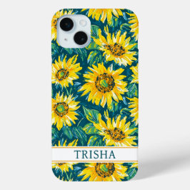 Moderne Sonnenblumen Monogrammiert Case-Mate iPhone Hülle