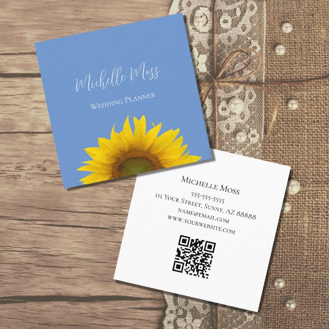 Moderne Sonnenblumen QR-Code Elegante Blumen Quadratische Visitenkarte (Von Creator hochgeladen)