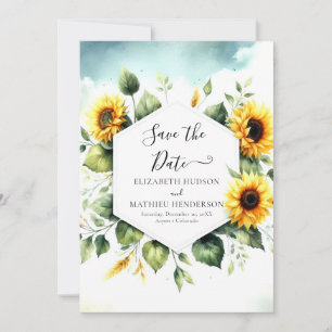 Moderne Sonnenblumenhochzeit Save The Date