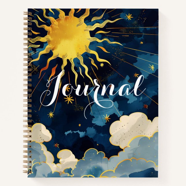 Moderne Sonnenstars und Blue Clouds Journal Notizbuch (Vorderseite)
