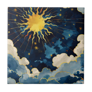 Moderne Sonnenstrahlen und blaue Wolken Fliese