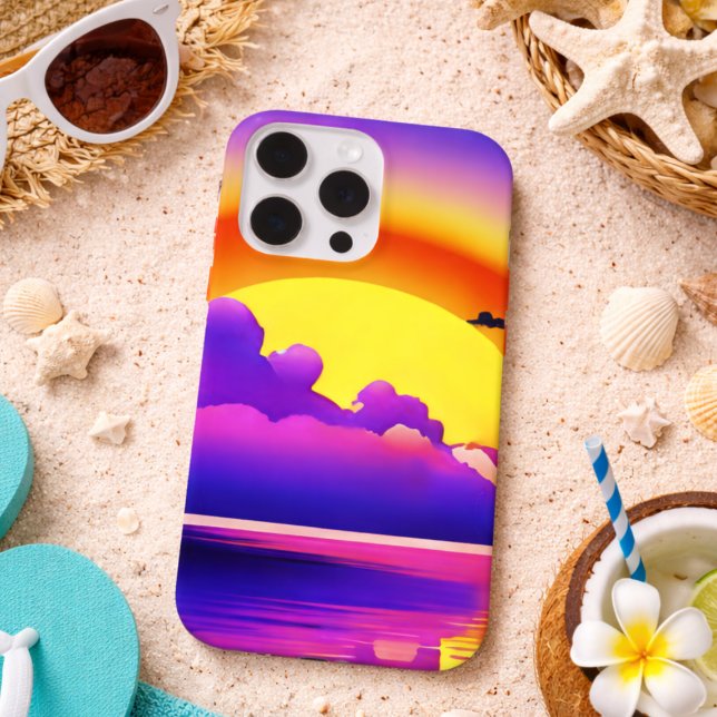 Moderne Sonnenuntergang auf Wasser iPhone Hülle (Von Creator hochgeladen)