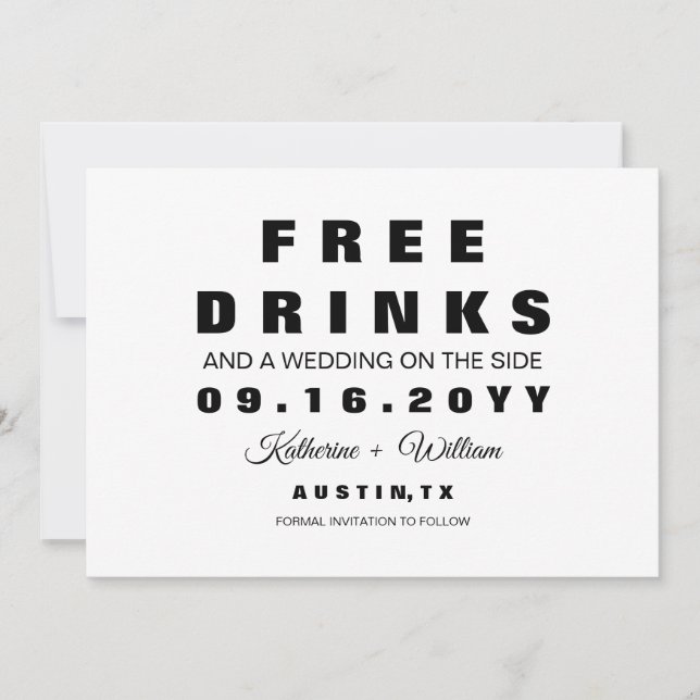 Moderne, sonnige Foto - Drinks Save the Date Karte (Vorderseite)