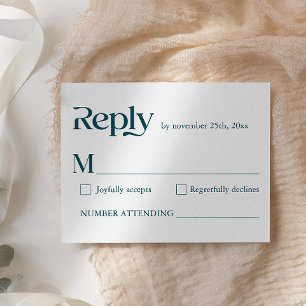 Moderne, sonnige Minimalistische Schrift Tiefe Aqu RSVP Karte
