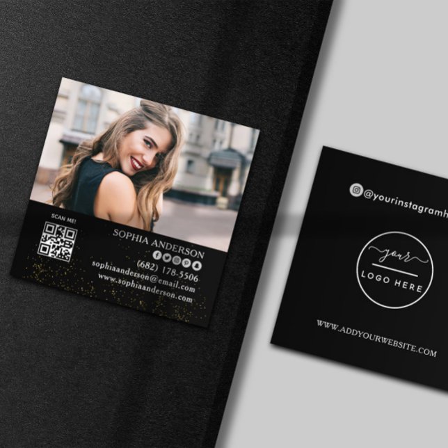 Moderne soziale Medien fügen Ihr Logo Foto QR Code Quadratische Visitenkarte (Von Creator hochgeladen)
