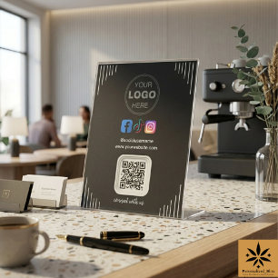 Moderne soziale Medien   Instagram Facebook QR Cod Sockelschild