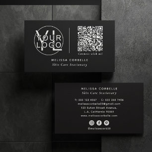 Moderne soziale Medien, QR-Code und Logo Schwarz Visitenkarte