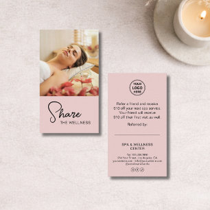 Moderne Spa-Wellness-Massage Rosa Empfehlungskarte