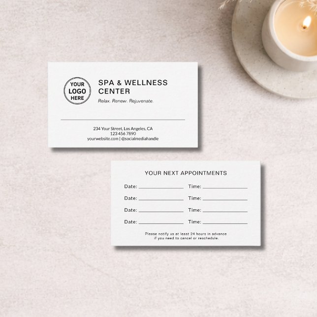 Moderne Spa-Wellness Terminkarte (Modern Spa Wellness Appointment Card)