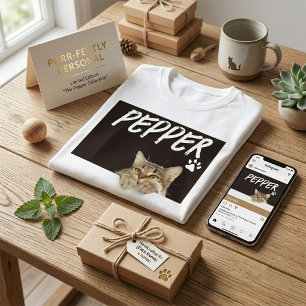 Moderne spähende Katze mit individuellem Haustierf T-Shirt