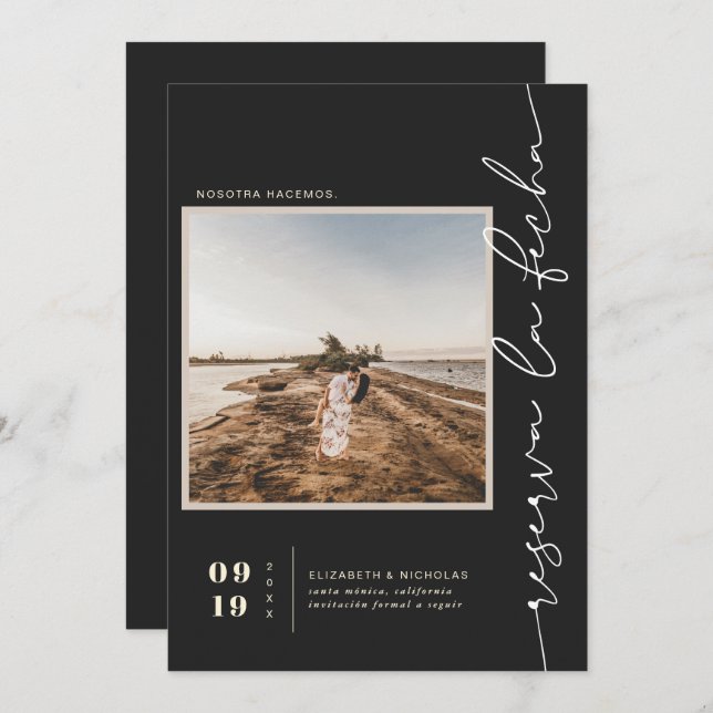 Moderne Spanische Boho-Wüste | Square Foto Save The Date (Vorne/Hinten)