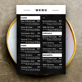 Moderne Speisekarte des Restaurants | Preisliste Menükarte