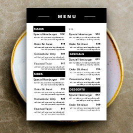 Moderne Speisekarte des Restaurants | Preisliste Menükarte