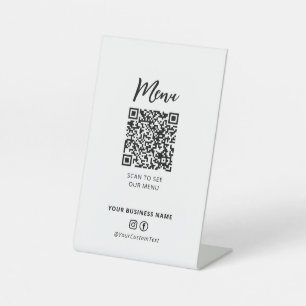 Moderne Speisekarte für Restaurants QR-Code Social Sockelschild