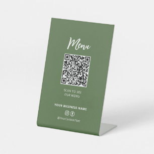 Moderne Speisekarte für Restaurants QR-Code Social Sockelschild