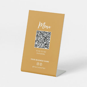 Moderne Speisekarte für Restaurants QR-Code Social Sockelschild