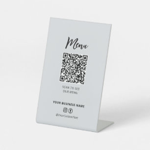Moderne Speisekarte für Restaurants QR-Code Social Sockelschild