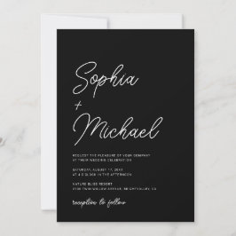 Moderne spielerische Schwarz-weiße Hochzeit Einladung