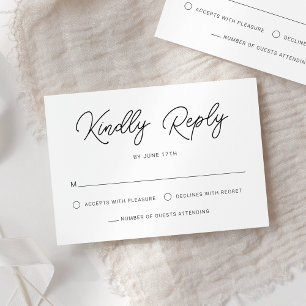 Moderne spielerische Schwarz-weiße Hochzeit RSVP Karte