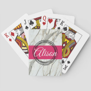 Moderne Spielkarten aus Marmor/Rosa/Schwarz