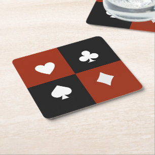 Moderne Spielkartensymbole Poker & Bridge Rechteckiger Pappuntersetzer