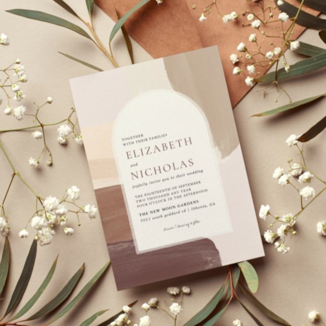 Moderne Spikatterrasse Cotta | Boho Wedding Einladung (Von Creator hochgeladen)