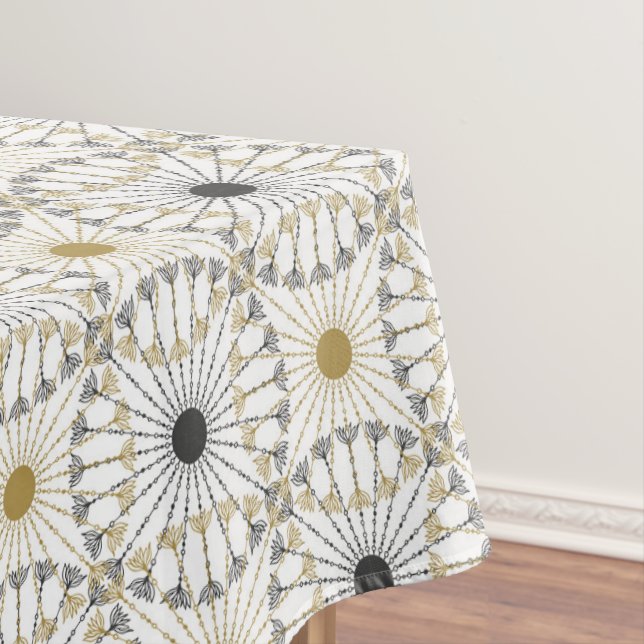 Moderne Spiralen in Gold und Schwarz Tischdecke (Beispiel)