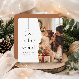 Moderne Split Joy To The World Weihnachtsfoto Feiertagskarte