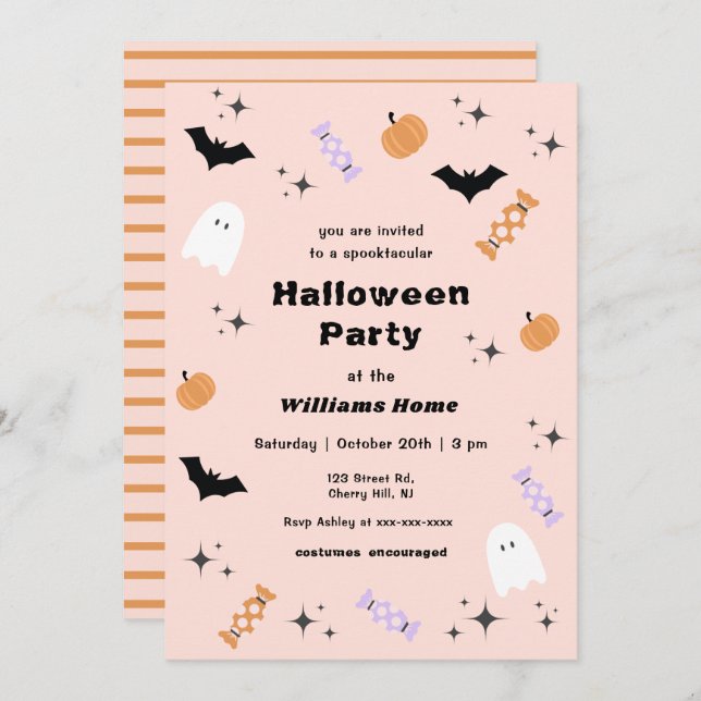 Moderne Spooktacular Halloween-Party Einladung (Vorne/Hinten)