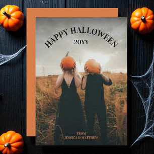 Moderne Spooky Einfaches Beängstigendes Foto Happy Feiertagskarte