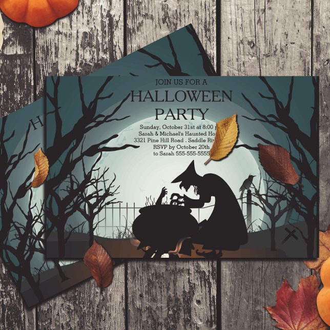 Moderne Spooky Hexe Halloween-Party Einladung (Von Creator hochgeladen)