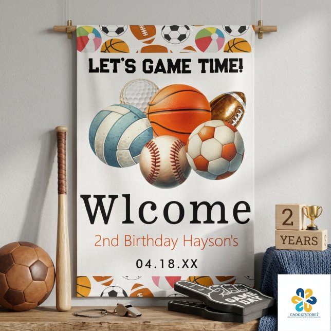 Moderne Sportkids 2. Geburtstag Banner (Modern Sports Kids 2nd Birthday Banner)