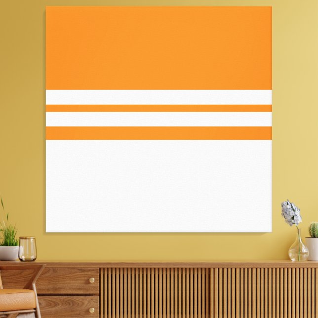 Moderne Sporty Bright Orange Streifen Leinwanddruck (Insitu (Wohnzimmer))