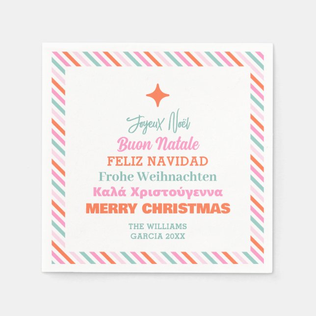 Moderne Sprachen Frohe Weihnachtszeitung Napkins Serviette (Vorderseite)