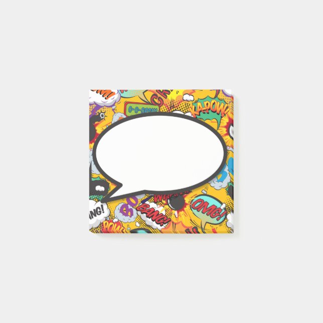 Moderne Sprechblase Lustig Comic Buch Post-it Klebezettel (Vorderseite)