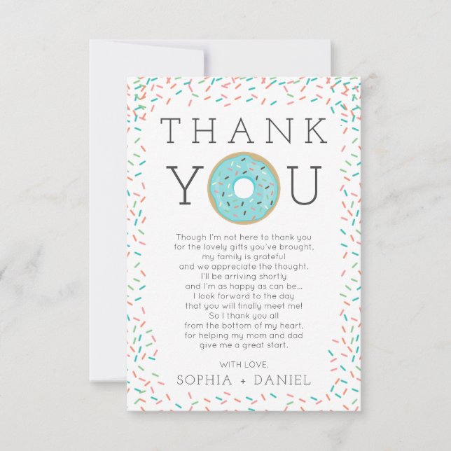 Moderne Sprinkles Babydusche Danke Karte (Vorderseite)