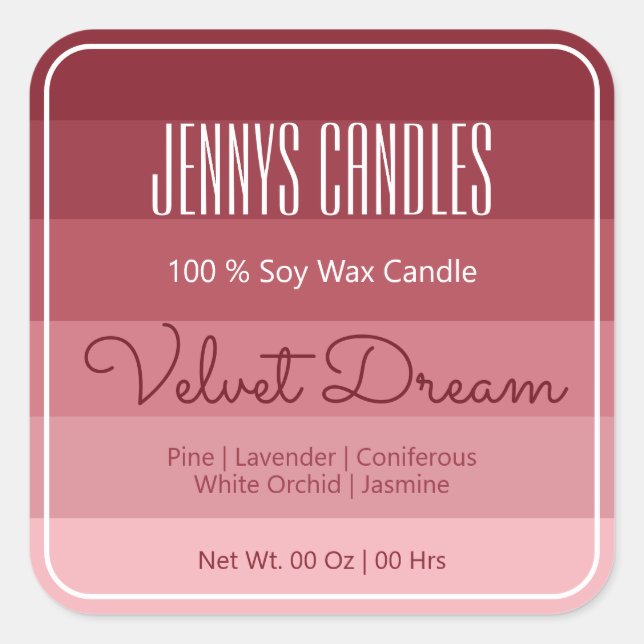 Moderne Square Border Pastel Rainbow Ombre Burgund Quadratischer Aufkleber (Vorderseite)