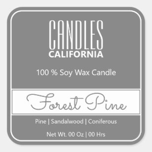 Moderne Square Border Simple Dark Gray Candles Quadratischer Aufkleber