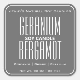 Moderne Square Border Simple Dark Gray Candles Quadratischer Aufkleber