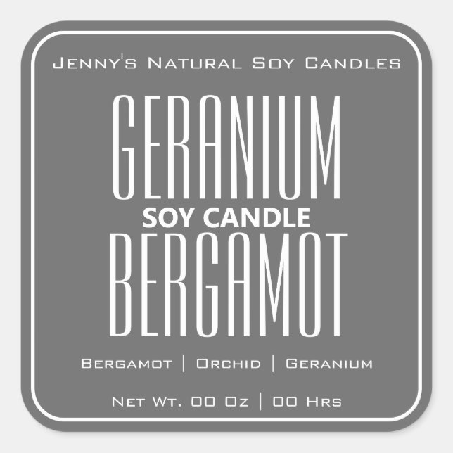 Moderne Square Border Simple Dark Gray Candles Quadratischer Aufkleber (Vorderseite)