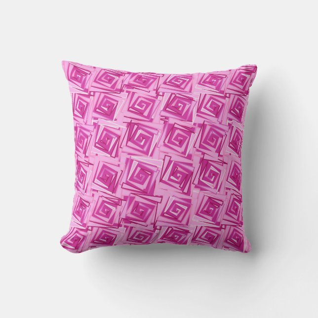 Moderne Square Spirals, Orchid und Violet Kissen (Vorderseite)