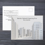 Moderne Stadtarchitektur - Individuelle Geschäftse Postkarte<br><div class="desc">Passen Sie diese beruflichen, sich bewegenden Postkarten für Ihr Unternehmen an. Eine schöne Architektur-Linie zeichnend von städtischen Gebäude unter dem individuelle Name und der Botschaft Ihres Unternehmens. Unser Büro ist in ein neues Gebäude umgezogen, bitte aktualisieren Sie Ihr Adressbuch. Füllen Sie einfach die Rückseite dieser Postkarte mit Ihren neuen Kontaktinformationen...</div>