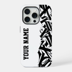 Moderne städtische Schwarz-Weiß-Kalligrafie, indiv iPhone 15 Pro Hülle