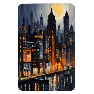 Moderne Stadtnachts - City Skyline bei Dusk Art Magnet