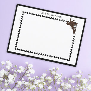 Moderne Staffy Lab Hund Knochen Schwarz Weiß Flach Dankeskarte