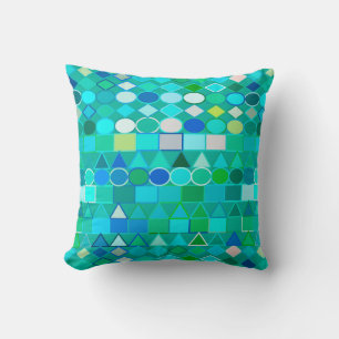 Moderne Stammesgeometrie, Meerwasseraqua und Blau Kissen