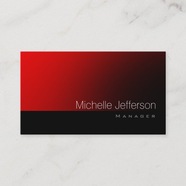 Moderne Standard Red Black Business Card Visitenkarte (Vorderseite)